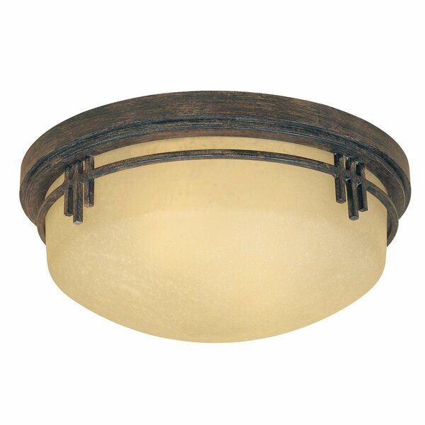 Designers Fountain 13in Mission Ridge 2-Light Warm Mahogany Ceiling Light Flush Mount 82121-WM